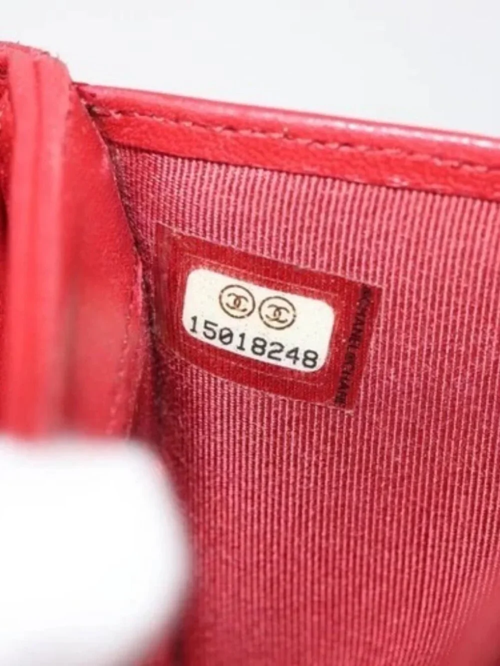 CHANEL Matelasse Compact Wallet Lamb Skin Red Silver CC Auth 179886A